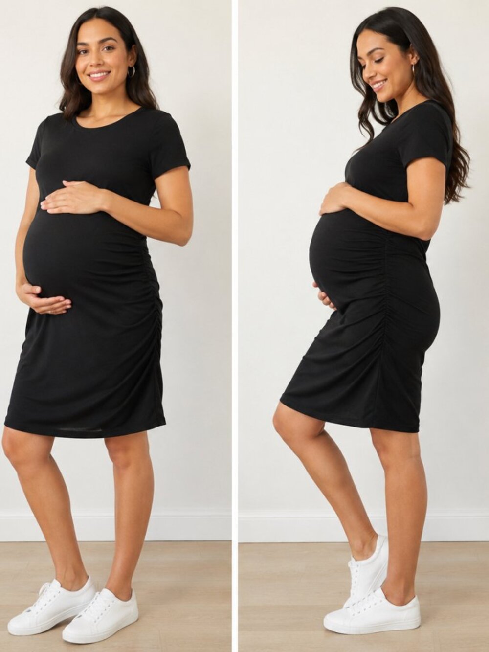 Laughido Maternity Black Stretch Dress XL Short Sleeve Comfortable Pregnancy